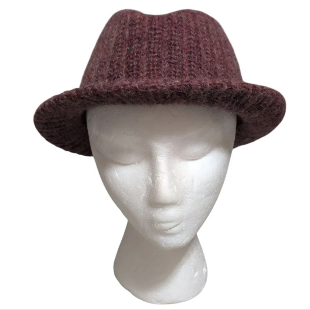 Unbranded Wool blend knit hat Italy bow maroon accessory bucket OSFM
